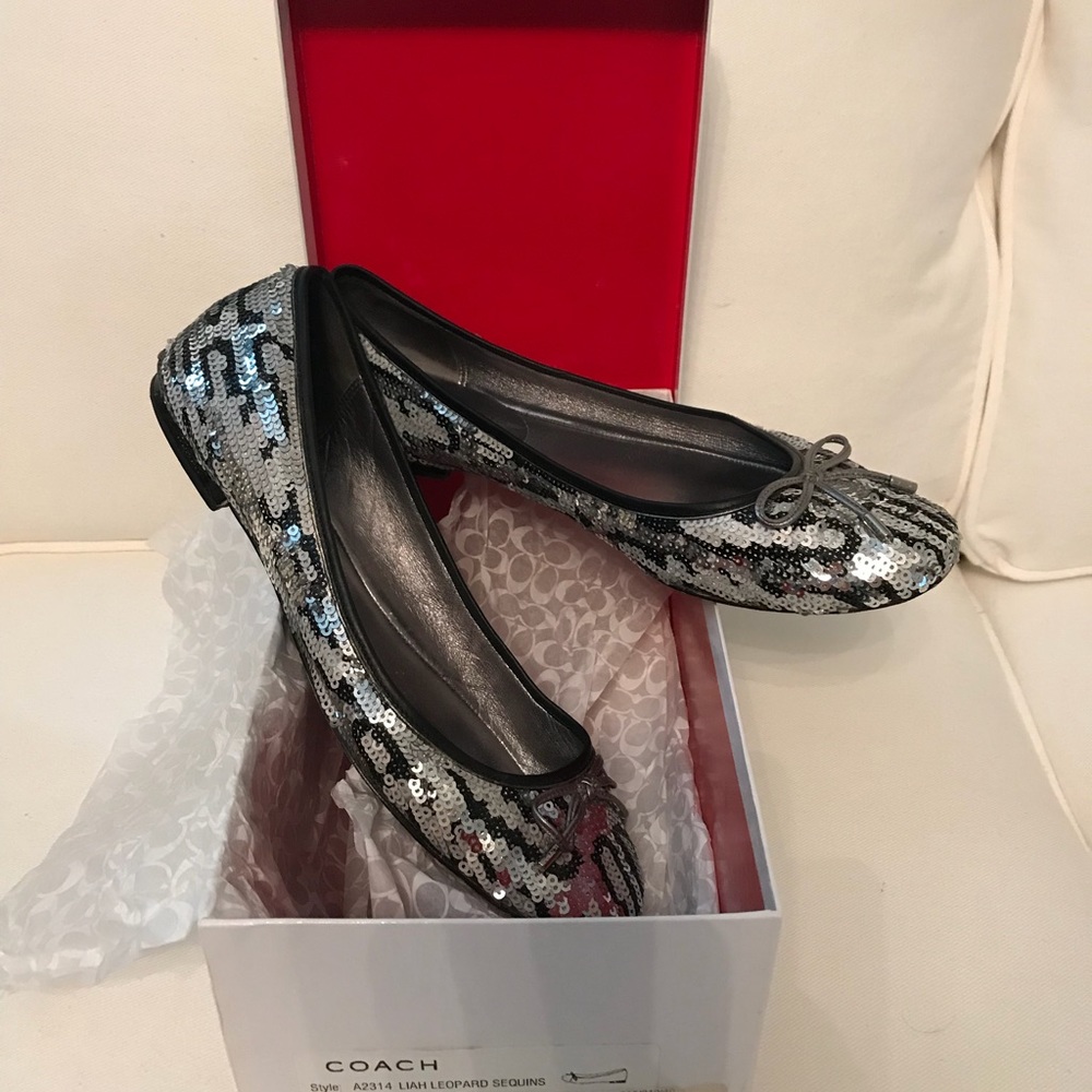 Coach Liah Leopard Sequin Flats